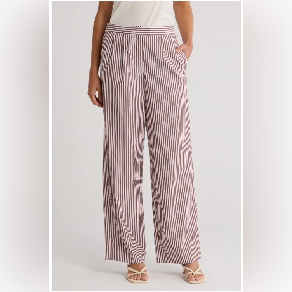 rag & bone Lacey Striped Cotton Pants in Thin Brown Stripe Size 2